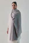 Buy SHAZA Gray Raffia Solid Cashmere Shawl at Aza Fashions Buy_SHAZA_Gray Raffia Solid Cashmere Shawl _at_Aza_Fashions