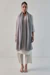 Shop SHAZA Gray Raffia Solid Cashmere Shawl at Aza Fashions Shop_SHAZA_Gray Raffia Solid Cashmere Shawl _at_Aza_Fashions