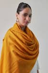 SHAZA_Mustard Gazala Cashmere Plain Shawl _Online_at_Aza_Fashions