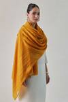 Buy_SHAZA_Mustard Gazala Cashmere Plain Shawl _at_Aza_Fashions