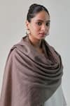 SHAZA_Gray Gazala Cashmere Solid Shawl _Online_at_Aza_Fashions