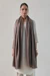 Shop_SHAZA_Gray Gazala Cashmere Solid Shawl _at_Aza_Fashions