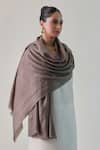 Buy_SHAZA_Gray Gazala Cashmere Solid Shawl _at_Aza_Fashions