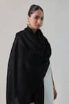 SHAZA_Black Gazala Cashmere Solid Shawl _Online_at_Aza_Fashions