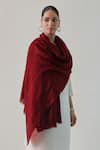 Buy_SHAZA_Maroon Gazala Cashmere Solid Shawl _at_Aza_Fashions