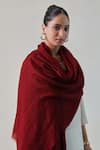 SHAZA_Maroon Gazala Cashmere Solid Shawl _Online_at_Aza_Fashions
