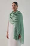 Buy_SHAZA_Green Gazala Solid Cashmere Shawl _at_Aza_Fashions