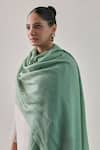 SHAZA_Green Gazala Solid Cashmere Shawl _Online_at_Aza_Fashions