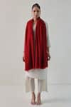 Shop_SHAZA_Red Gazala Solid Cashmere Shawl _at_Aza_Fashions