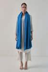 Shop_SHAZA_Blue Gazala Cashmere Solid Shawl _at_Aza_Fashions