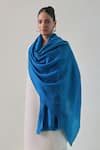 Buy_SHAZA_Blue Gazala Cashmere Solid Shawl _at_Aza_Fashions