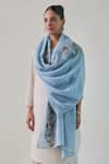 Buy_SHAZA_Blue Junia Floral Embroidered Pashmina Stole _at_Aza_Fashions