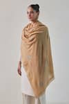 Buy_SHAZA_Beige Hera Floral Embroidered Pashmina Stole _at_Aza_Fashions