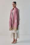 Shop_SHAZA_Pink Elena Pashmina Floral Embroidered Stole _at_Aza_Fashions