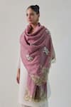 Buy_SHAZA_Pink Elena Pashmina Floral Embroidered Stole _at_Aza_Fashions
