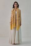 Shop_SHAZA_Yellow Nusrat Handwoven Pashmina Embroidered Stole _at_Aza_Fashions