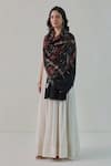 SHAZA_Black Nusrat Handwoven Needlework Embroidered Stole _Online_at_Aza_Fashions