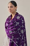 SHAZA_Purple Era Of Zaywar Jaal Swarovski Embellished Stole _Online_at_Aza_Fashions