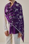 Buy_SHAZA_Purple Era Of Zaywar Jaal Swarovski Embellished Stole _Online_at_Aza_Fashions