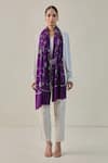 Buy_SHAZA_Purple Era Of Zaywar Jaal Swarovski Embellished Stole _at_Aza_Fashions