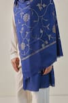SHAZA_Blue Era Of Zaywar Jaal Bel Pattern Stole _Online_at_Aza_Fashions