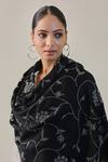 Shop_SHAZA_Black Nusrat Swarovski Embellished Stole _at_Aza_Fashions