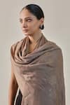 SHAZA_Beige Era Of Zaywar Jaal Hand Embellished Stole _Online_at_Aza_Fashions