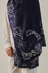 SHAZA_Blue Moira Vineyard Zaywar Cutwork Floral Stole _Online_at_Aza_Fashions