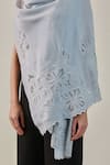 SHAZA_Silver Moira Vineyard Zaywar Cutwork Stole _Online_at_Aza_Fashions