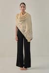 Buy_SHAZA_Yellow Moira Vineyard Zaywar Pashmina Stole _at_Aza_Fashions