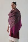 Shop_SHAZA_Pink Arzoo Zari Reversible Ekkat Stripe Shawl _at_Aza_Fashions