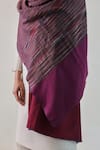 SHAZA_Pink Arzoo Zari Reversible Ekkat Stripe Shawl _Online_at_Aza_Fashions