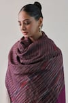 Buy_SHAZA_Pink Arzoo Zari Reversible Ekkat Stripe Shawl _Online_at_Aza_Fashions