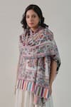 Buy_SHAZA_White Kani Woolen Shawl _at_Aza_Fashions