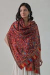Buy_SHAZA_Red Kani Floral And Paisley Pattern Shawl _at_Aza_Fashions