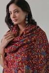 SHAZA_Red Kani Floral And Paisley Pattern Shawl _Online_at_Aza_Fashions