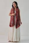Shop_SHAZA_Red Kani Ambi And Floral Motifs Shawl _at_Aza_Fashions
