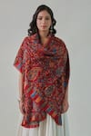 Buy_SHAZA_Red Kani Ambi And Floral Motifs Shawl _at_Aza_Fashions