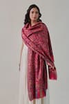 Buy_SHAZA_Pink Kani Floral Jaal And Mehrab Pattern Shawl _at_Aza_Fashions