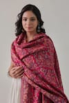SHAZA_Pink Kani Floral Jaal And Mehrab Pattern Shawl _Online_at_Aza_Fashions