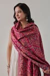 Shop_SHAZA_Pink Kani Floral Jaal And Mehrab Pattern Shawl _at_Aza_Fashions