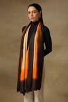 Shop_SHAZA_Black Saya Ombre Hand Painted Pashmina Stole _at_Aza_Fashions