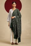 Buy_SHAZA_Green Bel Jama Phul-bel Embroidered Shawl _at_Aza_Fashions