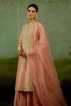 Shop Shyam Narayan Prasad Pink Brocade, Organza Embroidery, Metallic Thread, Zardozi Kurta Sharara Set Online at Aza Fashions Shop_Shyam Narayan Prasad_Pink Brocade, Organza Embroidery, Metallic Thread, Zardozi Kurta Sharara Set _Online_at_Aza_Fashions