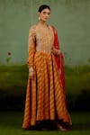 Buy Shyam Narayan Prasad Orange Brocade, Silk, Organza Embroidery, Stones, Zari Zardozi Anarkali Set Buy_Shyam Narayan Prasad_Orange Brocade, Silk, Organza Embroidery, Stones, Zari Zardozi Anarkali Set