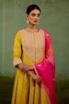 Shyam Narayan Prasad Yellow Silk, Brocade, Organza Embroidery, Stones Zardozi Anarkali Sharara Set at Aza Fashions Shyam Narayan Prasad_Yellow Silk, Brocade, Organza Embroidery, Stones Zardozi Anarkali Sharara Set _at_Aza_Fashions