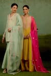 Shyam Narayan Prasad Yellow Silk, Brocade, Organza Embroidery, Stones Zardozi Anarkali Sharara Set Online Shyam Narayan Prasad_Yellow Silk, Brocade, Organza Embroidery, Stones Zardozi Anarkali Sharara Set _Online