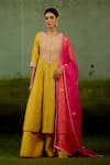 Buy Shyam Narayan Prasad Yellow Silk, Brocade, Organza Embroidery, Stones Zardozi Anarkali Sharara Set at Aza Fashions Buy_Shyam Narayan Prasad_Yellow Silk, Brocade, Organza Embroidery, Stones Zardozi Anarkali Sharara Set _at_Aza_Fashions