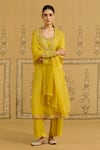 Buy Shyam Narayan Prasad Yellow Silk Organza Embroidery, Sequins, Beads, Zari Zardozi Kurta Pant Set Buy_Shyam Narayan Prasad_Yellow Silk Organza Embroidery, Sequins, Beads, Zari Zardozi Kurta Pant Set