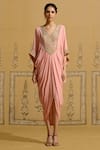 Buy Shyam Narayan Prasad Pink Georgette Embroidery, Zari V-neck Zardozi Kaftan at Aza Fashions Buy_Shyam Narayan Prasad_Pink Georgette Embroidery, Zari V-neck Zardozi Kaftan _at_Aza_Fashions